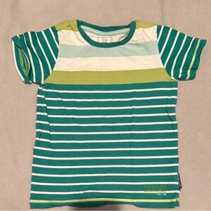 Polarn O. Pyret Green and White Striped Tee